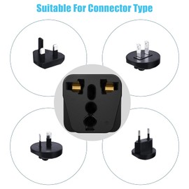 HITRENDS 3 Pack Universal Travel Adapter US/UK/China to EU Adapter Plug 3 Pin UK to 2 Pin German EU Adapter Socket with Safety Lock for Travel, Home, Office, Black