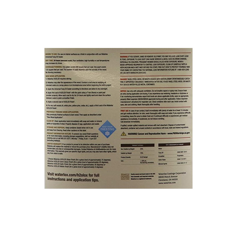 Waterlox H2OLoX Water Based - Matte Finish - Gallon