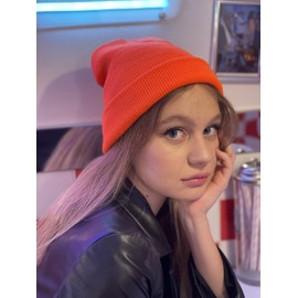 Beanie Hat Plain Orange Soft Comfortable Casual for Men Women Warm Knitted Winter Woolly Skully Ski Headwear