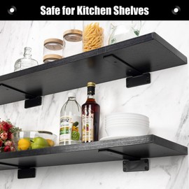 YONSIN Shelf Brackets 6 inch, 3 Pack Heavy Duty Floating Hidden 90 Degree Angle Metal Shelf Brackets for Shelves Supports, Holds 150+lb，Add More Storage Space, Black Finished