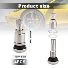 Pack of 4 Universal Metal Valves Rims, Alloy Wheels Copper Through Rims Valves, Tyre Car Metal Valves with Rubber Seal Accessories, Tubeless Metal Tyre Valves for Motorcycle, Tractor, Lawnmower
