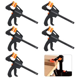 6Pcs Clamps for Woodwork, 4 Inch F Wood Clamps, Quick Grip Clamp, Ratchet Bar Clamp, Quick Release Clips, One Handed Clamp for Woodwork, Handmade Craft, DIY, Clamping