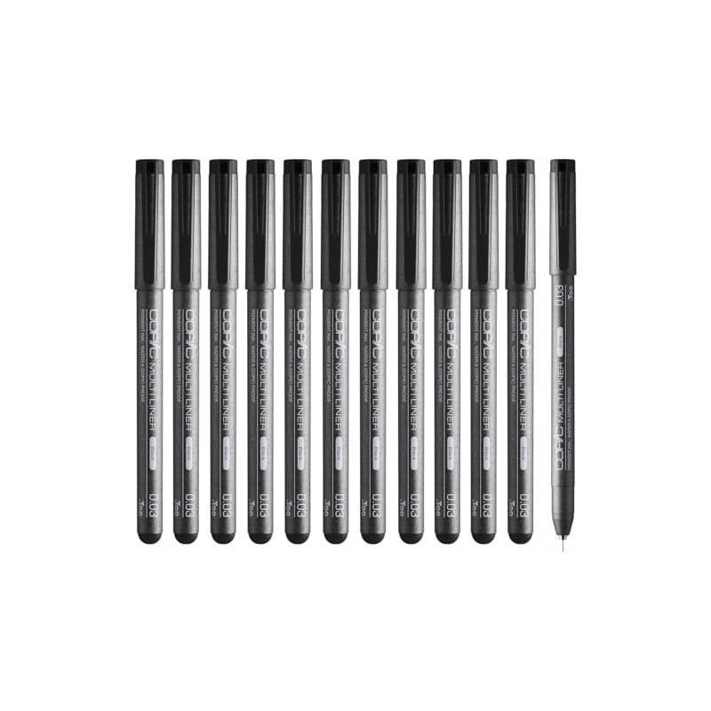 Too Copic Multi-Liner, Black, 0.001 inches (0.03 mm), Bulk Purchase