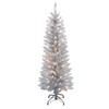 Puleo International 4.5 ft Pre-Lit Silver Tinsel Artificial Tree 170