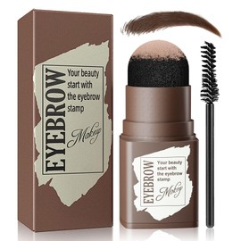 Eyebrow Stamp and Eyebrow Stencil Kit, Eyebrow Powder with 24 Reusable Eyebrow Stencils Kit for Beginners to Natural Brow, 1 Step Brow Stamp Kit Smudge-Proof & Long-lasting & Waterproof (Dark Brown)
