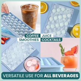 ROVFLUX Round Ice Cube Tray Set - Sphere Ice Mold Ice Tray - Round Ice Cube Mold 2x33 & 2x104 Pcs Easy Release Ice Cube Trays - Ice Cube Molds for Cocktails & Ice Coffee - Non Toxic Ice Cube Trays