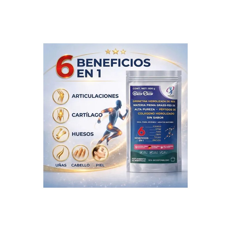 Grenetina Hidrolizada De Res Grass Fed 800g Alta Pureza