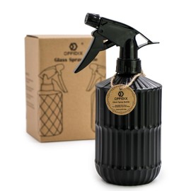 OFFIDIX Glass Spray Bottle, Pressure Watering Can, Indoor Plant Mister, Adjustable Nozzle Watering Glass 0.45L/15.22oz Spray Bottle for Garden Plants Cleaning Solutions (Black)