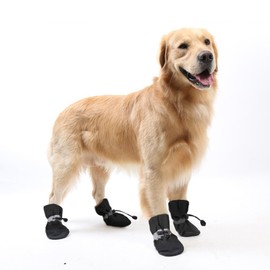 GabeFish Slightly Water-Resistance Anti Slip Dog Socks Shoes Adjustable Drawstring Boot Paw Protectors for Small Medium Pets Cats