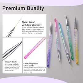 5PCS Nail Art Liner Brushes - Liner Brush For Nail Gel Fine Drawing,Thin Liner Nail Brush Set Size 7/11/15/20/25mm Striper Brushes Christmas Gift for Women