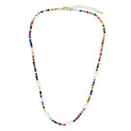 KELITCH Colourful Choker Necklaces, Handstanding Shell Pearl Collar Necklaces, Stackable Friendship Necklaces in Boho Style, Pearl, No-Gem-Tye