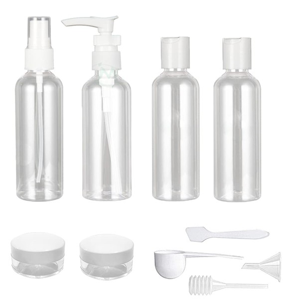 ZEACCT Travel Bottles Set of 10 Air Travel Size Bottle Toiletries Liquid Container for Cosmetic Makeup Shampoo and Shower Gel Leak-proof and Refillable with Storage Bag