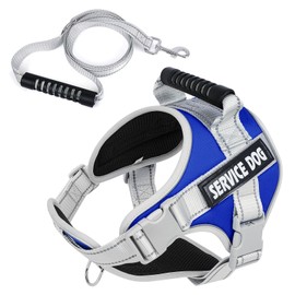 Dog Harness with Velcro Fastening, Anti-Pull Breathable Chest Harness, No-Pull Safety Harness, Reflective Dog Harness, Adjustable, Soft, for Large/Small Dogs (Grid, M)