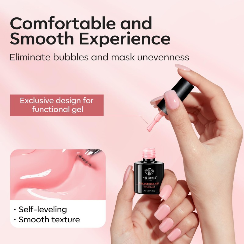 Modelones Builder Gel 6 Colors, 8-in-ONE Pink Clear Gel Builder
