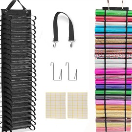 Sonhomay Vinyl Roll Holder Vinyl Roll Organizer with 60 Compartments Vinyl Storage Organizer Hanging Over Home Door, Wall, Closet