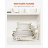 White 17-Piece Nonstick Cookware Set with Detachable Handle Space-Saving Induction