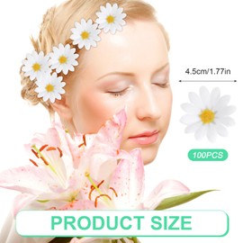 Nogeqi 100 Pcs Daisy Flower Head Artificial Daisy Flower White Gerbera Fake Flowers Heads for DIY Garland Craft Birthday Wedding Party Easter Bonnet Home Decoration