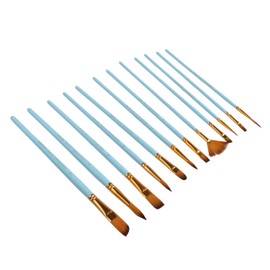 Rekidool Nylon Paintbrush Set, Arts, Crafts Supplies for Oil Watercolor Canvases Rock Body Face Nail Miniature Detailing Drawing Art (12 Pcs, Blue)