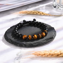 TEVOP 60th Birthday Gifts for Men, Tiger Eye Stone Bracelet Mens 60th Birthday Gifts for Him Dad Grandad Brother Friend, Perfect 60th Birthday Gift Ideas