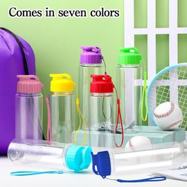 LECEHIVO 42 Pcs 17 oz Plastic Water Bottles Drawstring Backpack Set Leakproof Reusable Flip Top Sports Water Bottles for Adults Gym Party Outdoor Travel