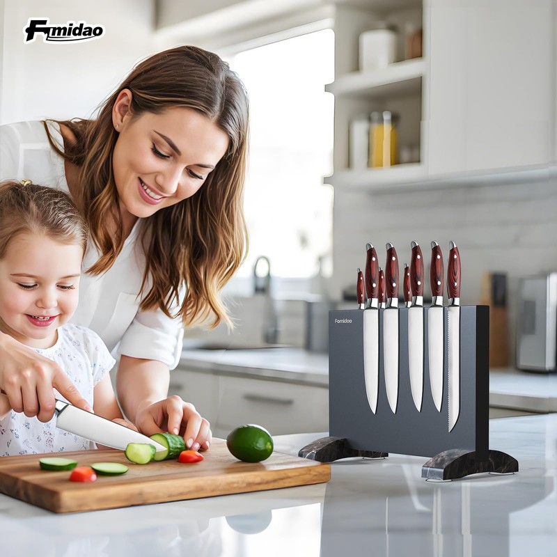 Fomidao Magnetic Knife Holder Block,Black Magnetic Knife Stand for Kitchen