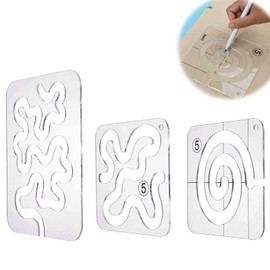 Vokowin 3pcs Quilting Template Acrylic Quilting Ruler Template Free Motion Quilting Stencil Transparent Sewing Ruler Set, DIY Sewing Tools Embossing Molds Kit for Simple Quilting Design (K219-3)