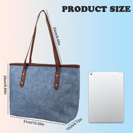 MultiValue Tote Bag, Large Capacity Ladies Handbags Vintage Shoulder Tote with Zipper for Traveling Working Shopping (Brown)