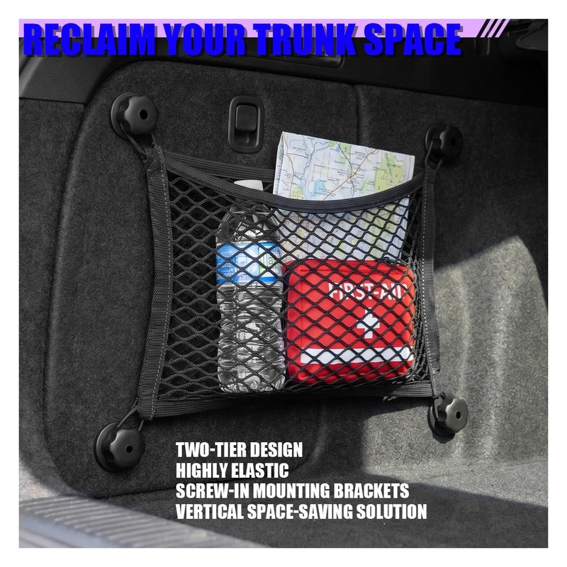 Craedli 2PCS Small Cargo Net, Elastic Stretchable Mesh Net Pocket