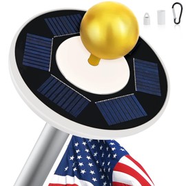 PPQ Flag Pole Light Solar Powered, 29 LED Extra Bright Silver Flagpole Light for 15-30 Ft Poles, Waterproof Lighting on Outdoor Pole Top, Long Hour Dusk to Dawn Auto On/Off