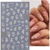 8 Sheets Flower Nail Stickers 3D Self-Adhesive Floral Nail Art