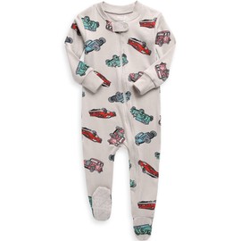 VAENAIT BABY Newbron Infant Boys Girls Solid Footie Pajama Cozy Modal Retro Car 6-9M