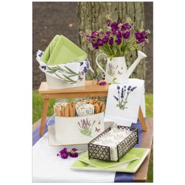 IHR Ideal Home Range Cocktail Napkins Disposable 3-Ply Paper Party Napkin Pack, 5" x 5", Bouquet of Lavender, 20-Count