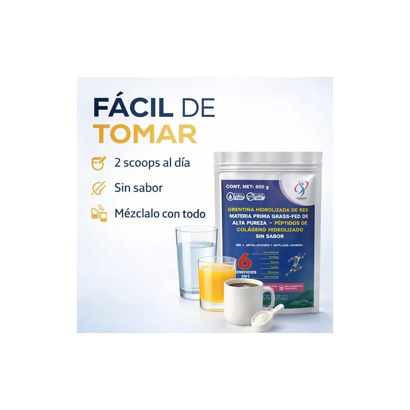 Grenetina Hidrolizada De Res Grass Fed 800g Alta Pureza