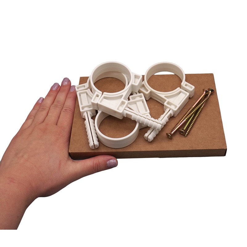(4 pcs) White Plastic Clamps for 48-51 mm Pipes, Hose