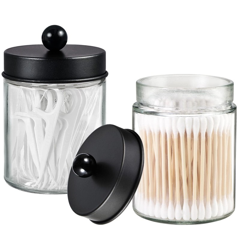 3 Pack Apothecary Jar Canisters Bathroom Vanity Organizer - Qtip
