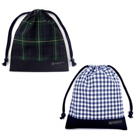 COLORFUL CANDY STYLE NU900800 Drawstring Bag, Set of 2 Different Patterns, Lunch Bag, Small Accessories, Tool Bag, Kids, Cool, Stylish, Checkered Set, Boys