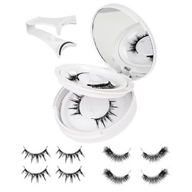 Magnetic lashes with Applicator, 4pcs Eye Lashes Natural Look with Eyelash Curler, cils magnetique reutilisable Waterproof Magnetic-Eyelashes with Eyeliner No Glue, Easy to Wear and Remove