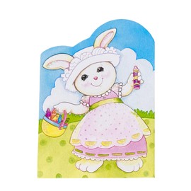 Happy Easter Greeting Card for Granddaughter, Trifold Bunny Design, "Take Out Your Crayons and Color Wach Bonnet...", Envelope Included