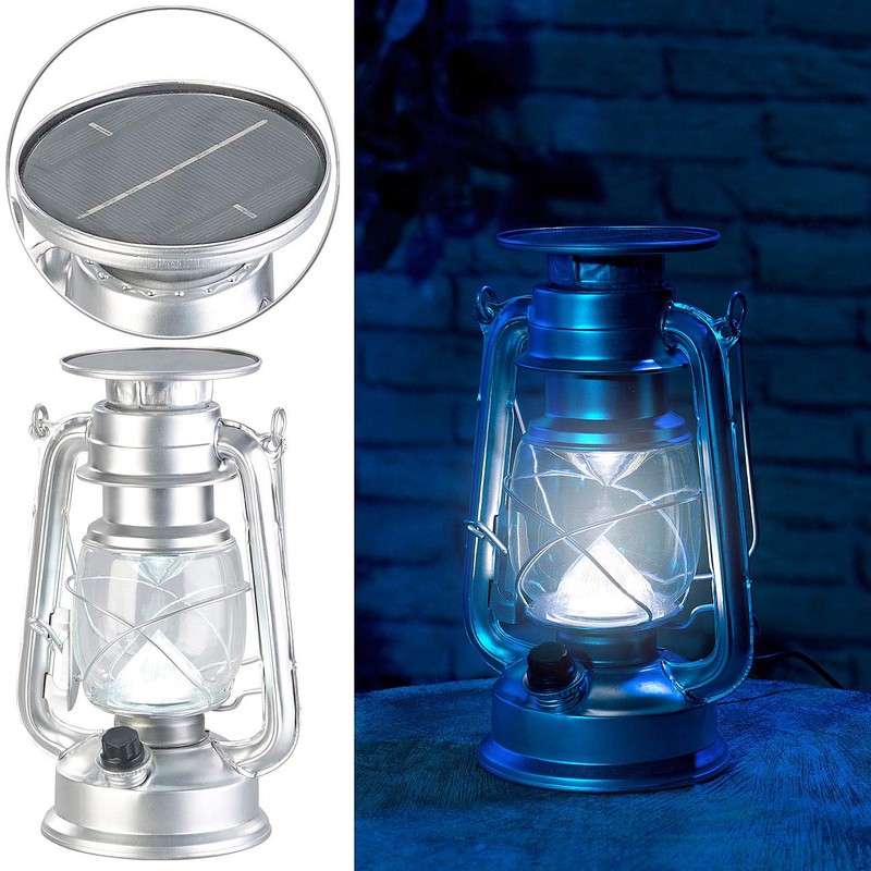 Lunartec Storm Lantern LED Solar: Set of 2 Dimmable High-Power