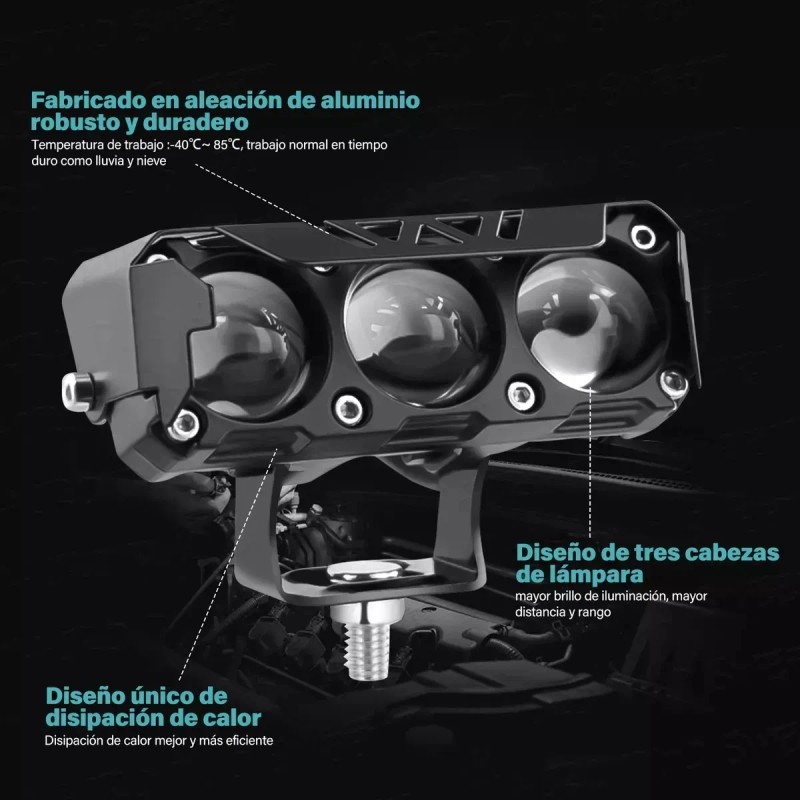 2pzs Faros Auxiliares 3 Modos Doble Color Led Para Auto