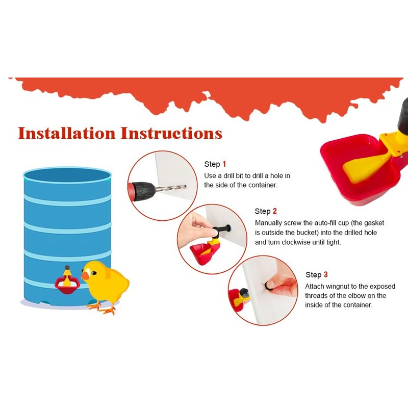 4pcs Large Automatic Chicken Waterer Cups DIY Poultry Chicken Waterer