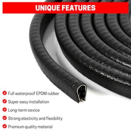 CANOPUS 13Ft Car Door Edge Guards, U Shape Auto Rubber Seal Strip and Scratch Protector, Automotive Door Edge Trim Molding for Most Vehicles, Black