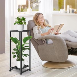 Luborn Plant Stand Indoor Outdoor, Wrought Iron Plant Stands 2 Tier Heavy Duty Metal...