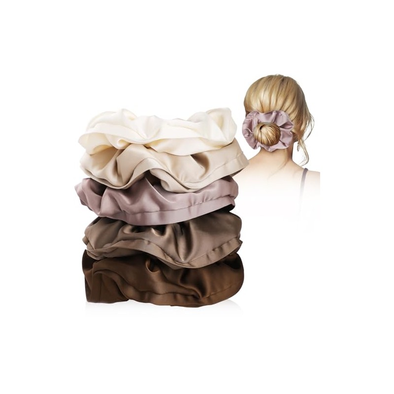 Coleteros de Satén, GeeRic 5 Satin Hair Scrunchies para Mujer