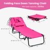 Tangkula Beach Lounge Chair, Folding Sunbathing Recliner with Face Hole,