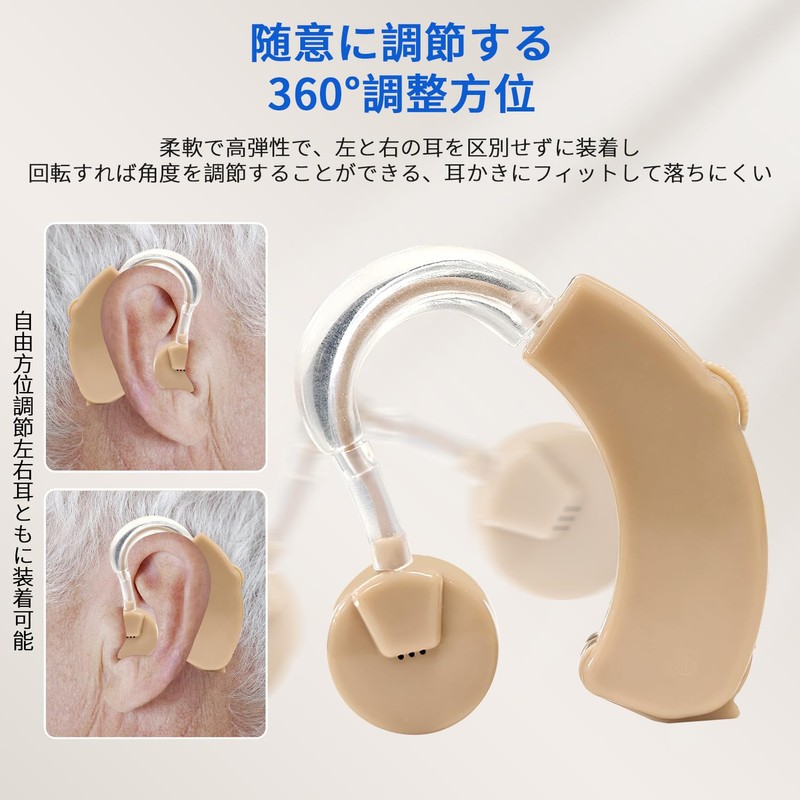 Jesyooka 集音器 耳かけ式 軽量 小型 高齢者向け 6段階音量調整 クリアな音質 低ノイズ設計 快適フィット