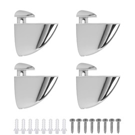 QZKJQDD Pack of 4 Glass Shelf Brackets, Adjustable Glass Holder, Zinc Alloy Glass Shelf Wall with Screws, Glass Clamp, Shelf Bracket Wall, Shelf Brackets for Wood/Glass Shelves from 3-15 mm Thickness