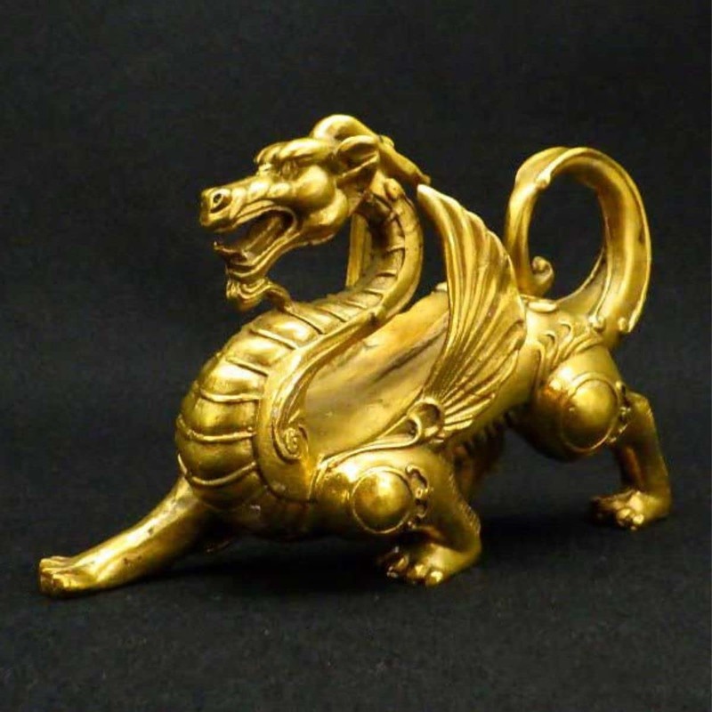 Feng Shui Amulet Dragon Figurine Copper Ya'az ()