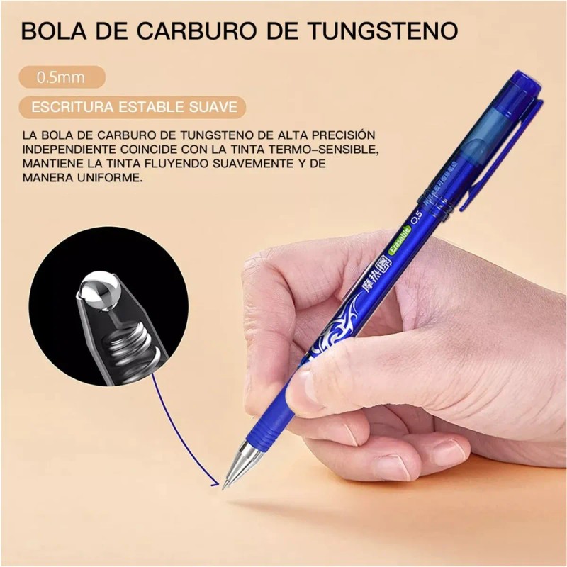 Set 12 Pz Plumas Borrables Surtidas Boligrafo Lapicero Borra
