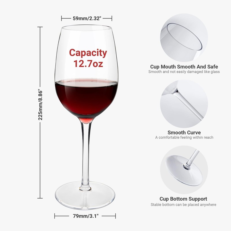 MICHLEY Floating Wine Glasses for Pool Unbreakable Tritan Plastic Red